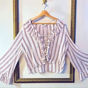 American Eagle striped red white blue ruffle top Vintage